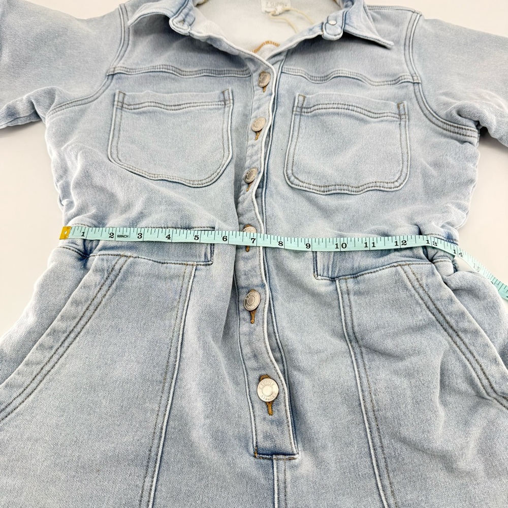 Z Supply Light Blue Denim Shorts Romper - Picture 8 of 9